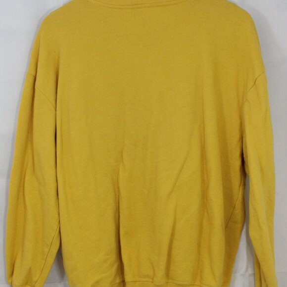 Mighty Fine Small Cotton Blend Yellow Strong Black Woman Crew Neck Sweater - Picture 4 of 5